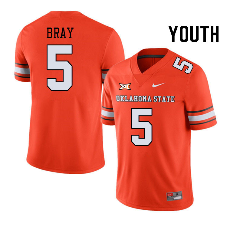 Youth #5 Jaden Bray Oklahoma State Cowboys College Football Jerseys Stitched-Alternate Orange